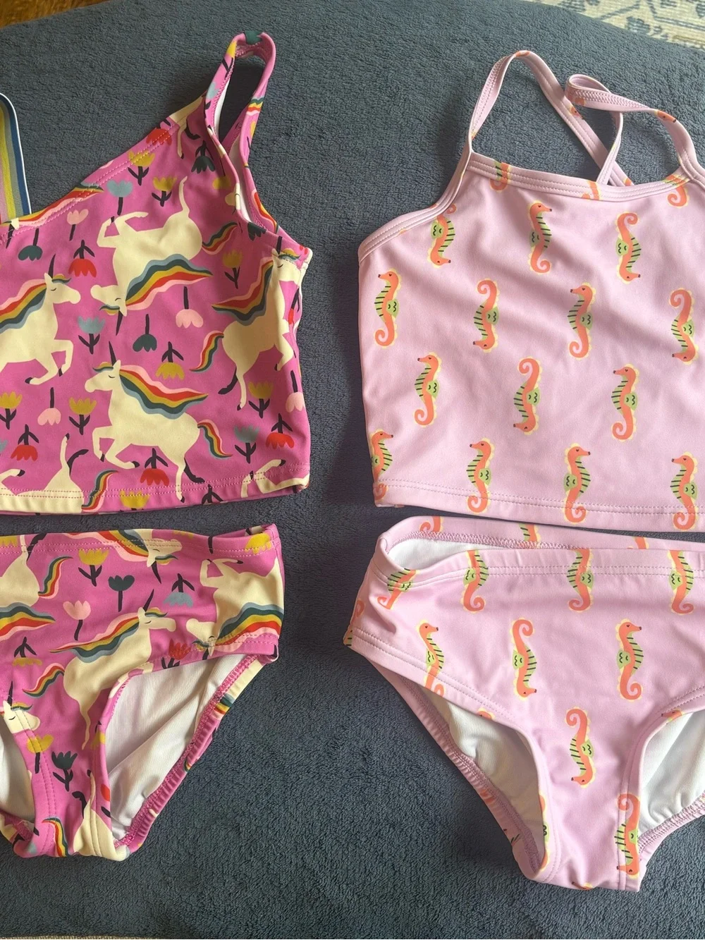 Hanna Andersson Girls Pink Unicorn & Seahorse Swim Bikini Sets
